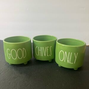 Rae Dunn Only Good Chives Green Planters, Set of 3